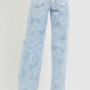 Floral High Rise Women Jeans - Light Blue